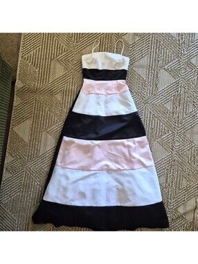 Vintage 90s Urban Girl Nites Colorblock Satin Striped Maxi Prom Dress XS